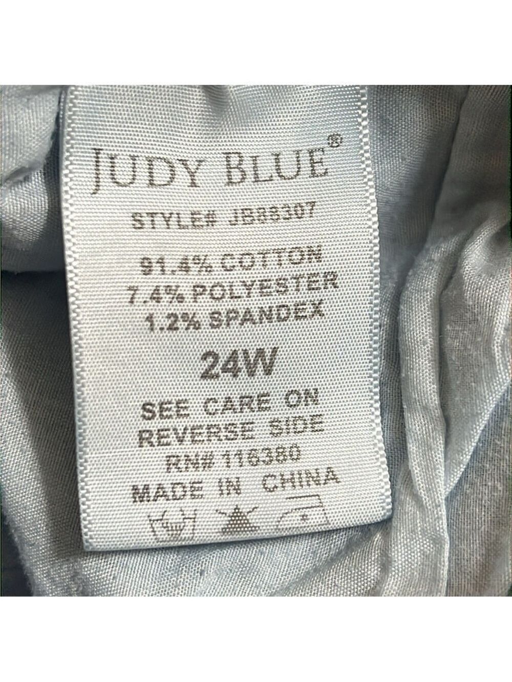 Judy Blue Distressed Button-Fly Skinny Jeans in Blue. 24W - Picture 11 of 12